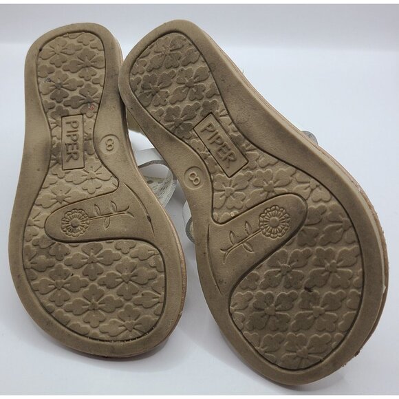 Piper Girl Shoes Size 8 Sandel Gladiator Cut Out Flat Zipper Used - Picture 9 of 11
